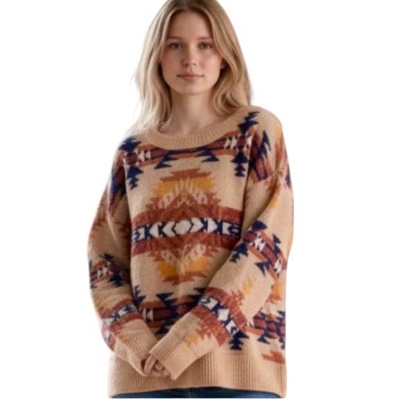 Lucky Brand Southwestern Patterned Sweater wool blend - Picture 2 of 13